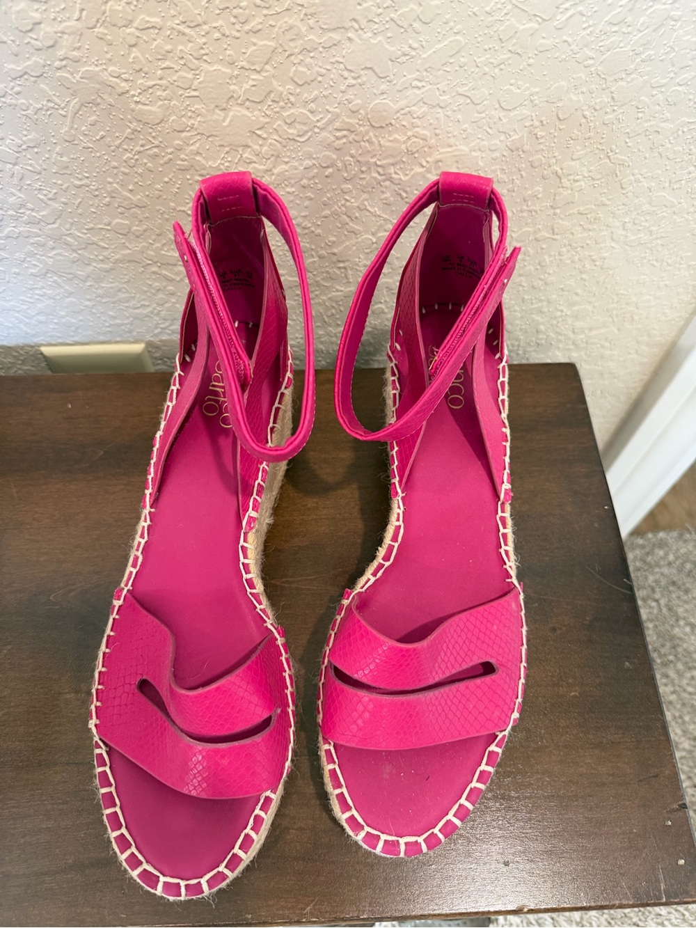 Franco Sarto Hot Pink Ankle-Strap Espadrille Sandals